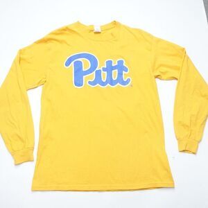 Gildan T-Shirt Men's Medium Yellow Pittsburgh Panthers Football Cotton Crew Neck